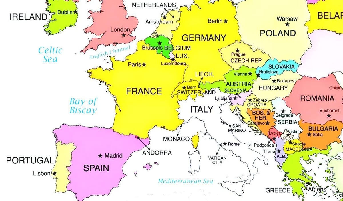 mapa d'europa mostrant Eslovènia