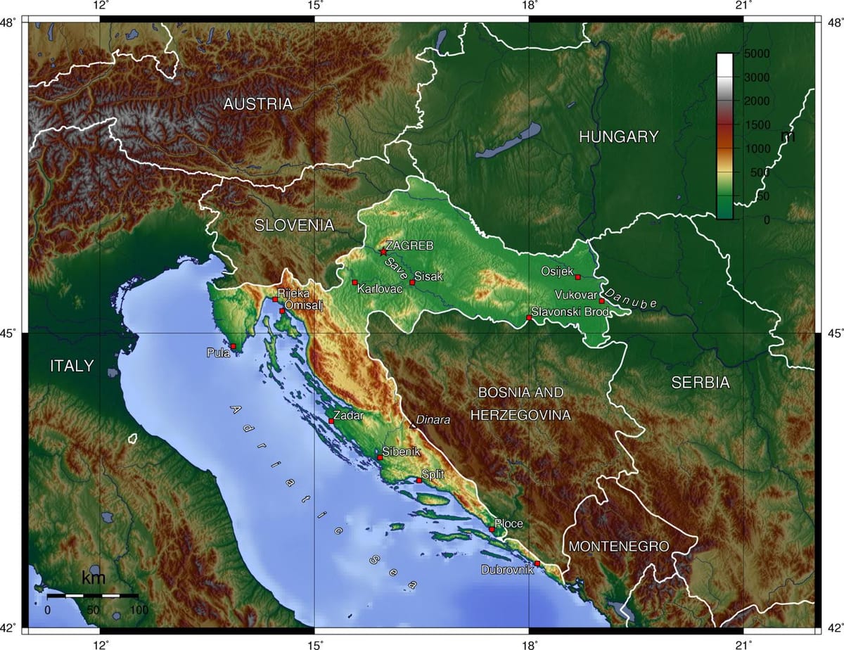 Mapa d'Eslovènia topogràfic