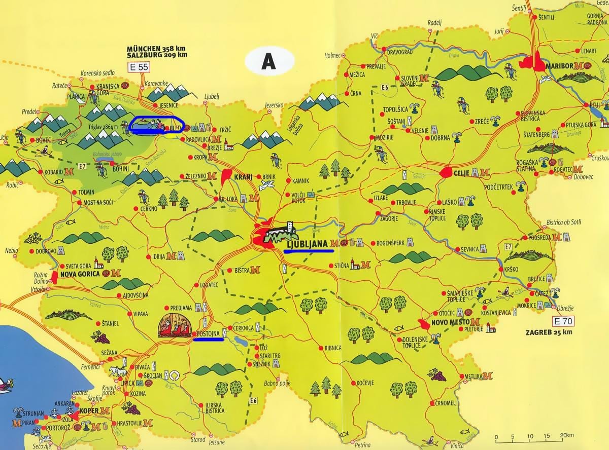 Mapa d'Eslovènia turisme