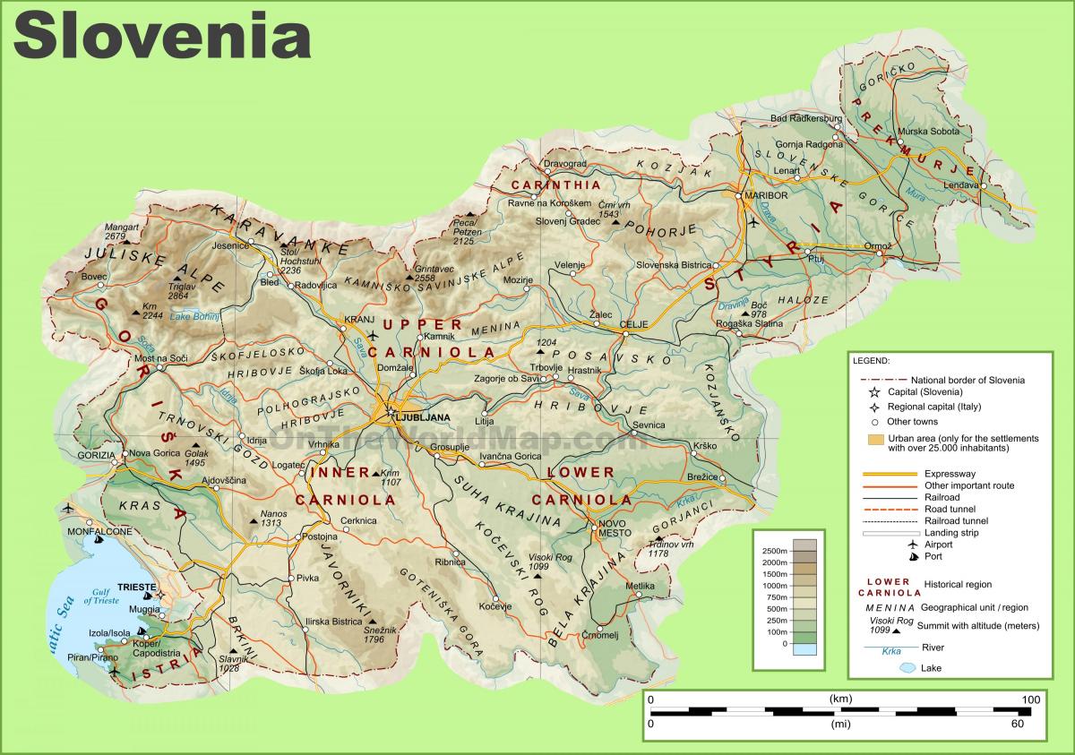 Mapa d'Eslovènia física