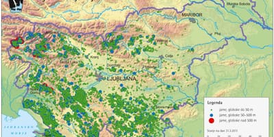 Mapa de les coves a Eslovènia