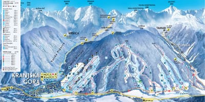Mapa d'Eslovènia estacions d'esquí