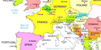 Mapa d'europa mostrant Eslovènia