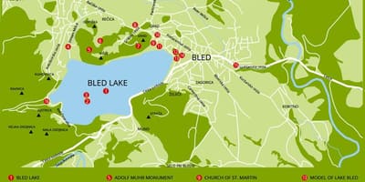 Mapa d'Eslovènia mostrant el llac bled